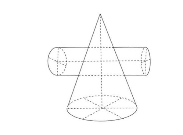 素描 圆柱圆锥贯穿体