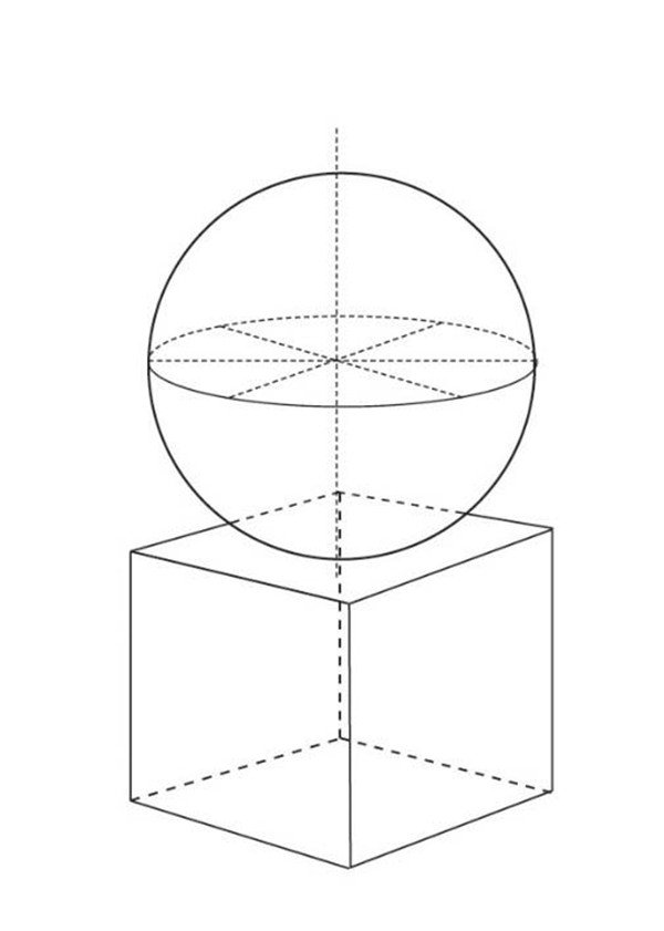 素描石膏 球体正方体组合 结构